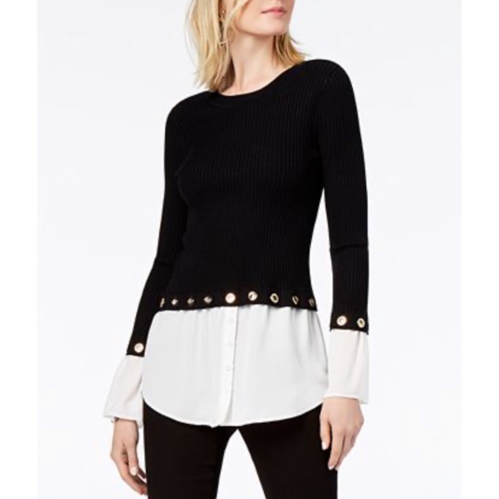 New Grommet-Embellished Layered Look Sweater